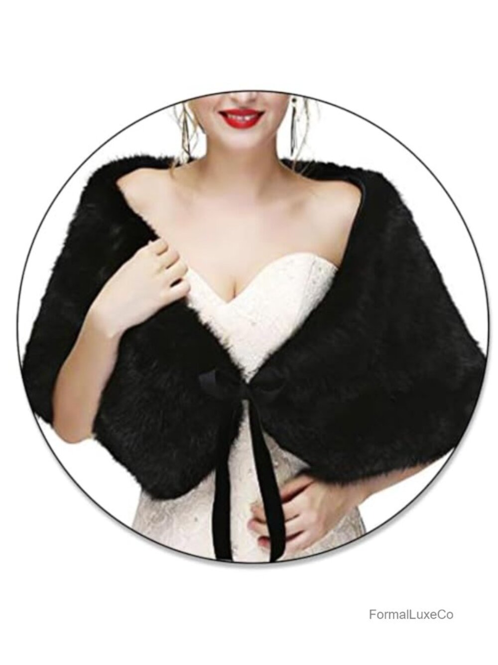 Faux Fur Bridal Shawl Wrap Wedding Stole Shrug Winter Evening Cover Up
